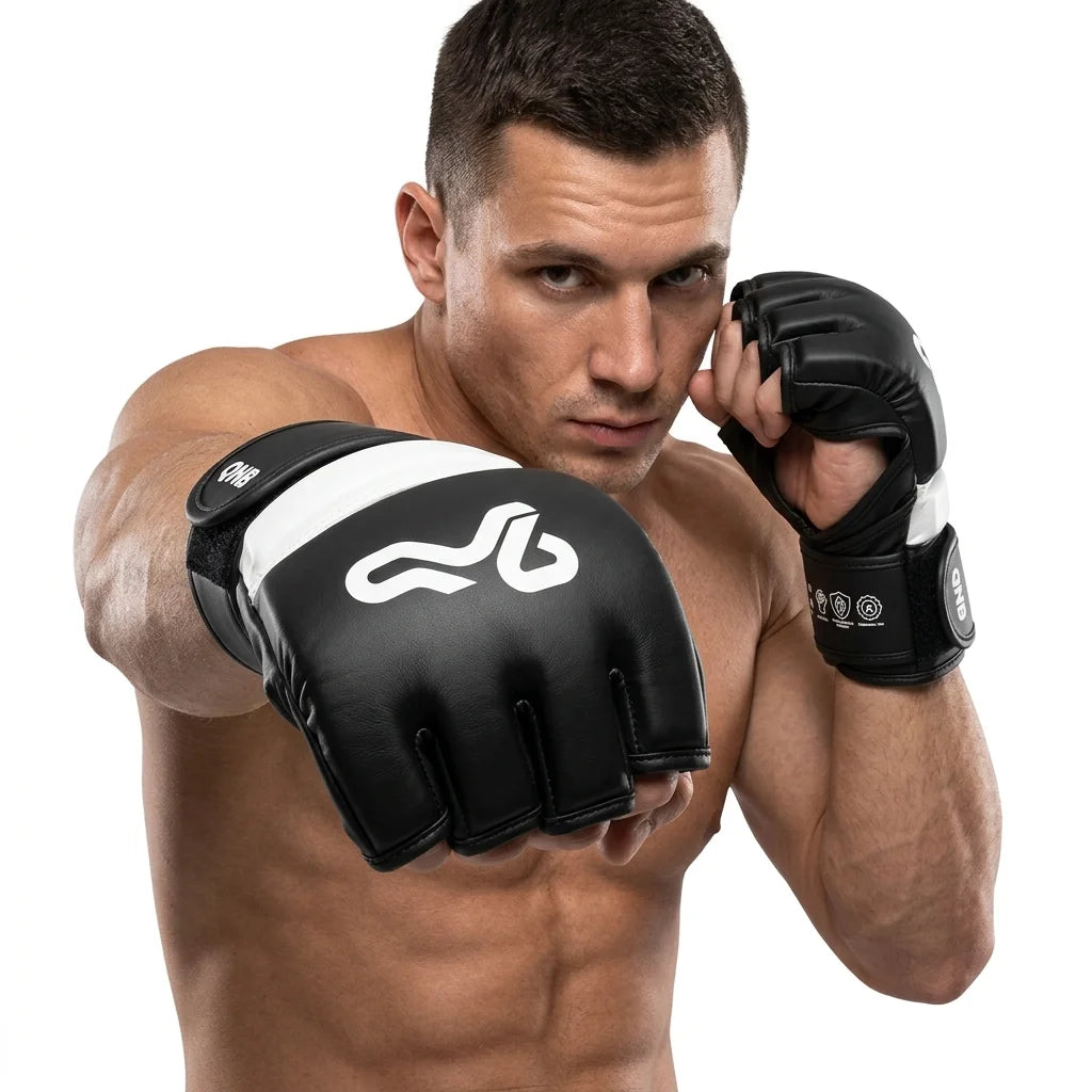 Elite MMA Gloves- Black White
