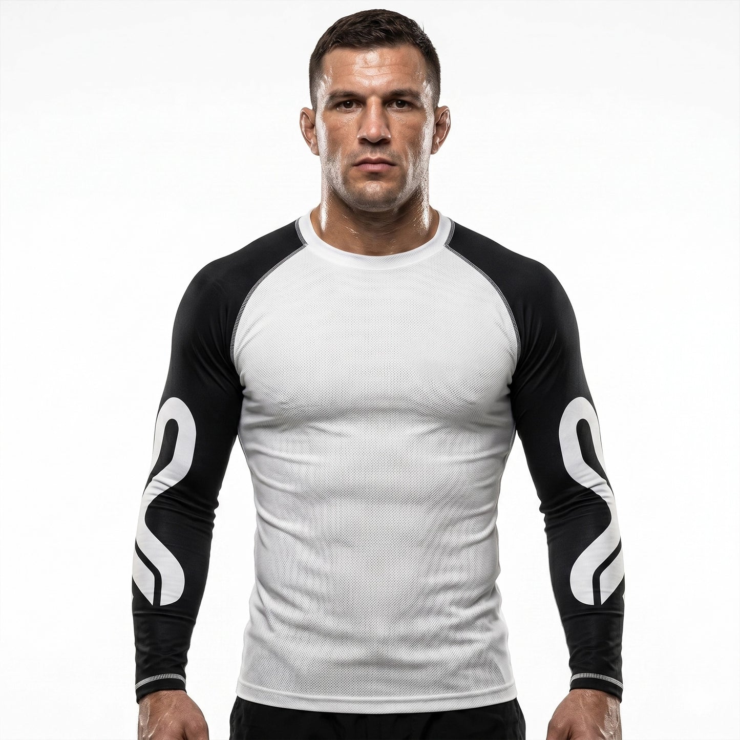 Comfort Full Sleeves 4 way Stretch Rashuguard - White/Black