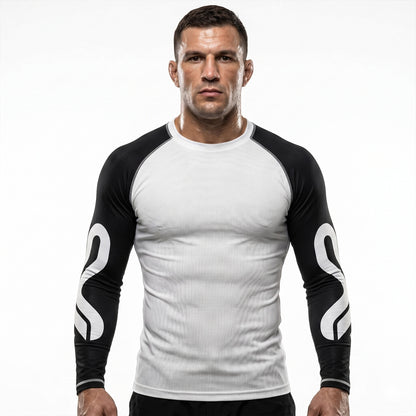 Comfort Full Sleeves 4 way Stretch Rashuguard - White/Black
