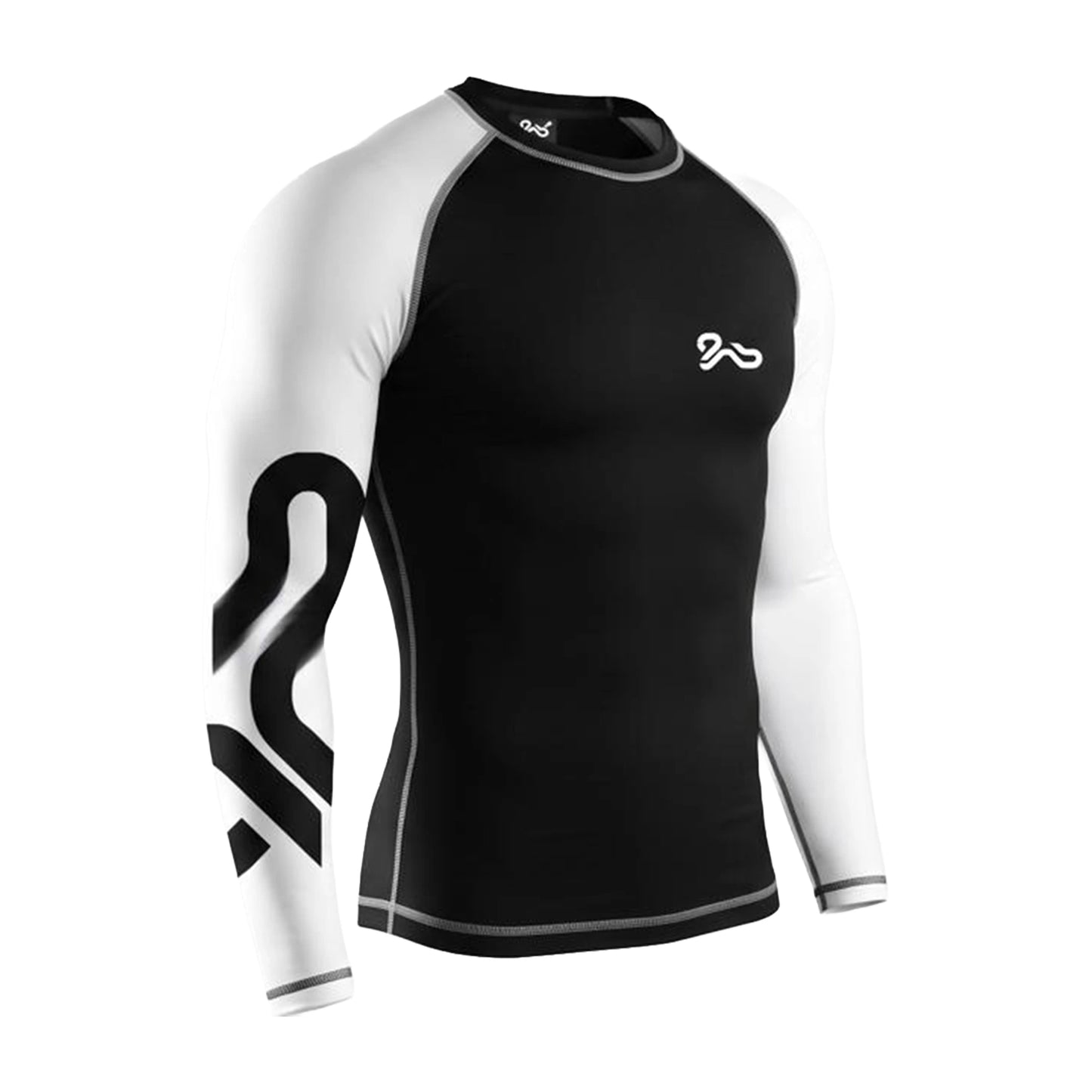Comfort Full Sleeves 4 way Stretch Rashuguard - Black/White