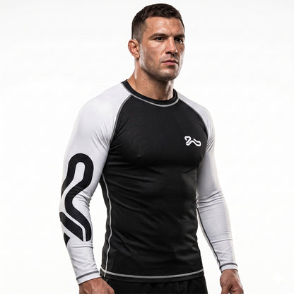 Comfort Full Sleeves 4 way Stretch Rashuguard - Black/White