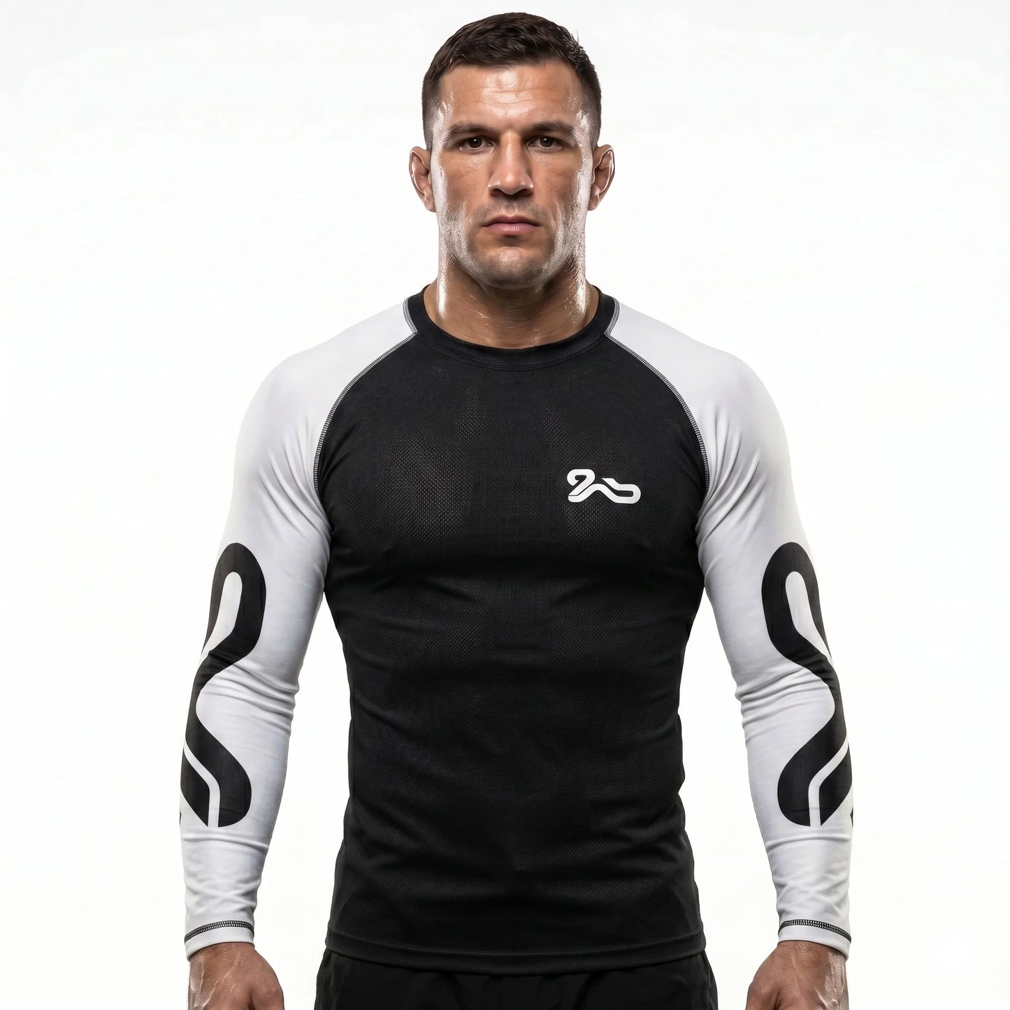 Comfort Full Sleeves 4 way Stretch Rashuguard - Black/White