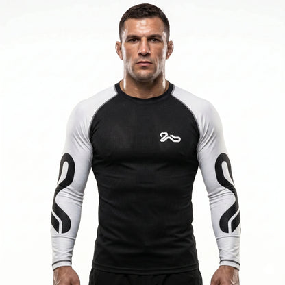 Comfort Full Sleeves 4 way Stretch Rashuguard - Black/White