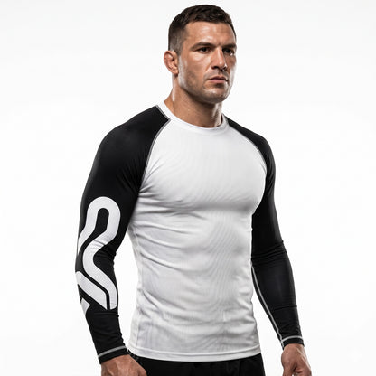 Comfort Full Sleeves 4 way Stretch Rashuguard - White/Black
