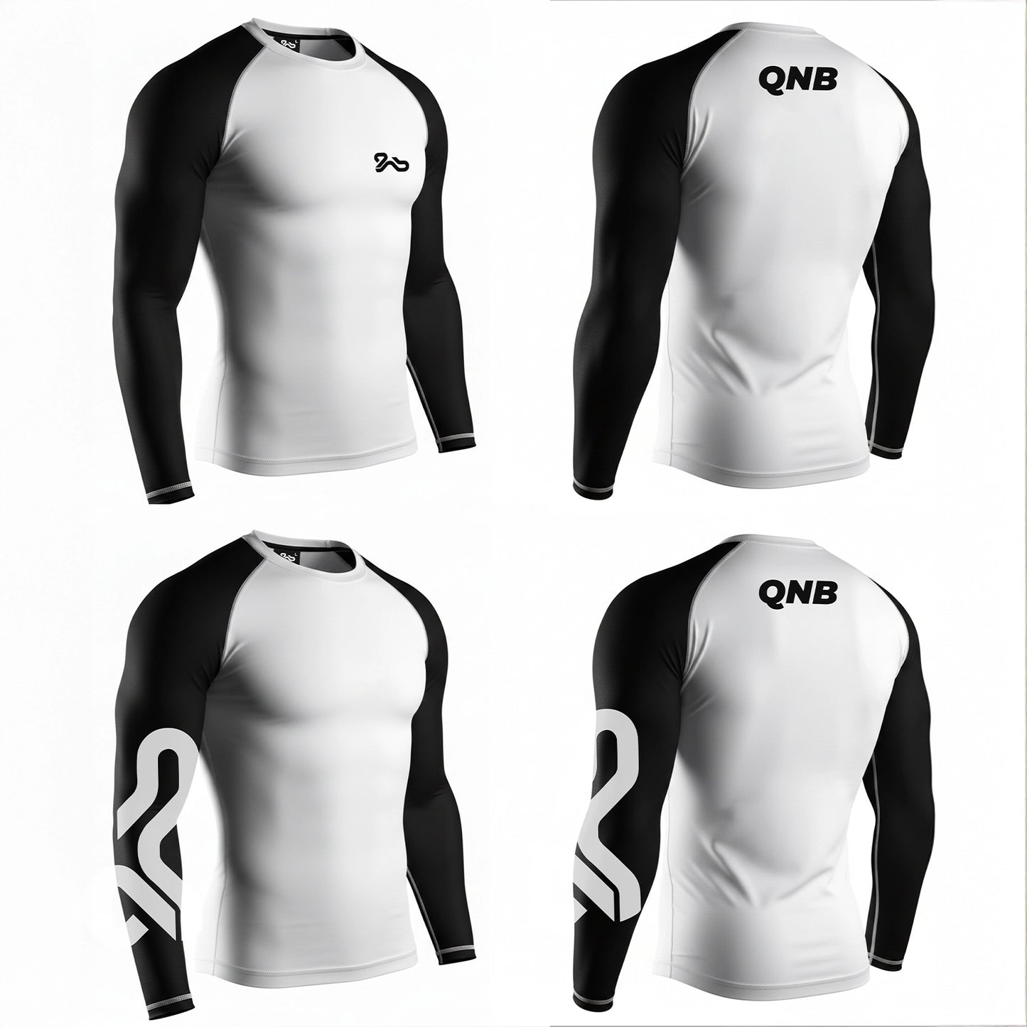 Comfort Full Sleeves 4 way Stretch Rashuguard - White/Black
